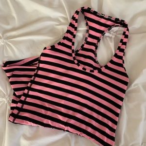 Striped Hot Pink & Black Racer back workout tank